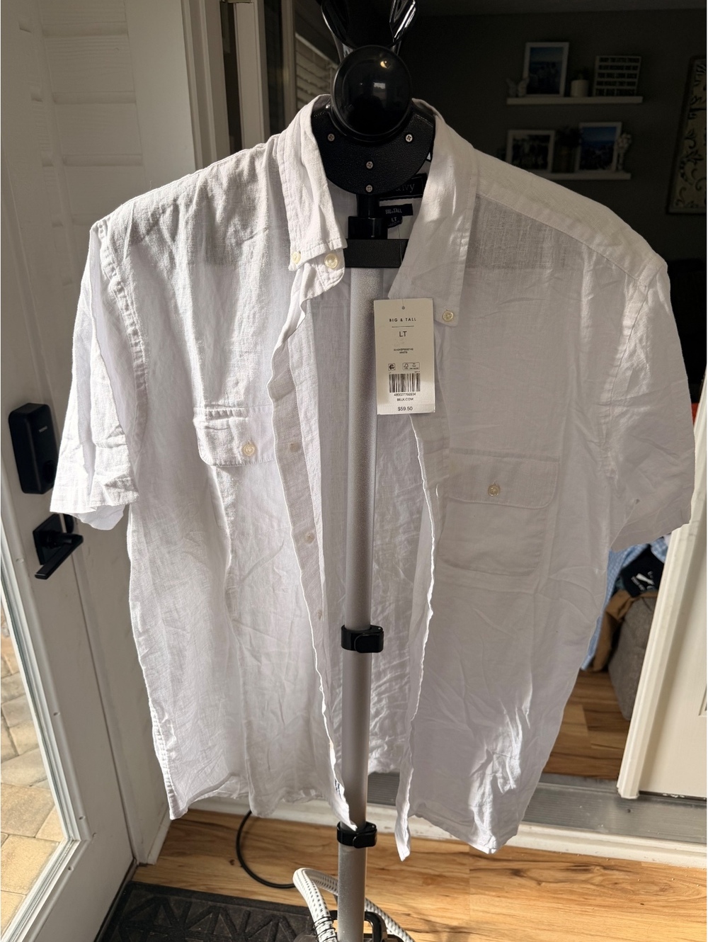 Crown & Ivy Men's Short Sleeve Button-Up Shirt LT White Casual